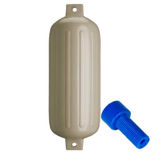 Polyform G-6 Twin Eye Fender 11" x 30" - Sand w/Adapter - Deckhand Marine Supply