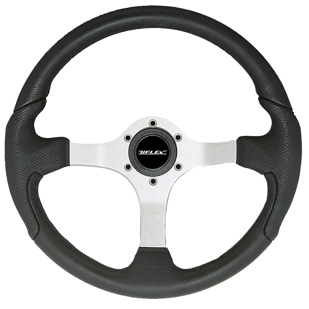 Uflex Nisida Steering Wheel 13.8" - Black Polyurethane Grip w/Black Aluminum Spokes - Deckhand Marine Supply
