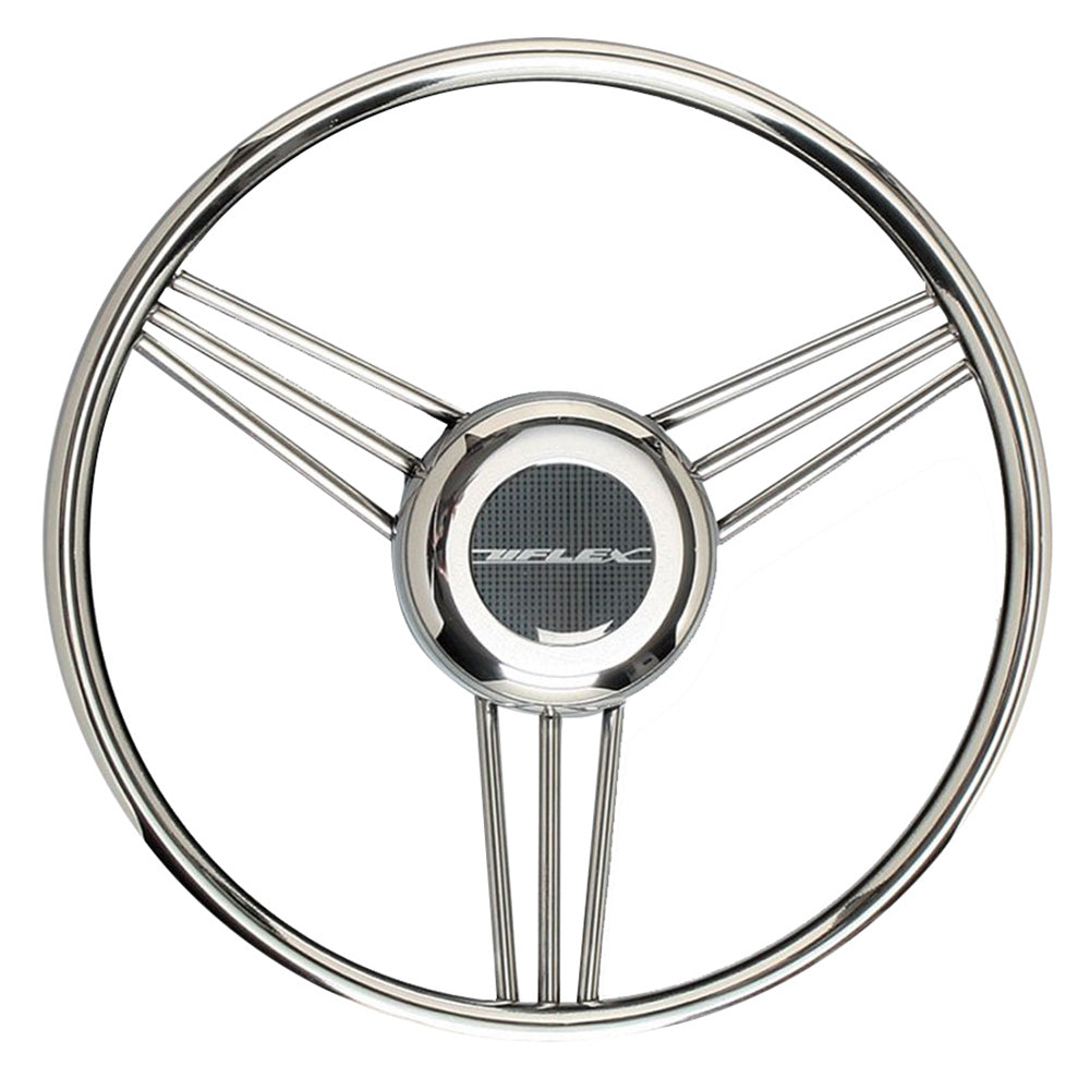 Uflex V27 13.8" Steering Wheel - Stainless Steel Grip  Spokes - Deckhand Marine Supply