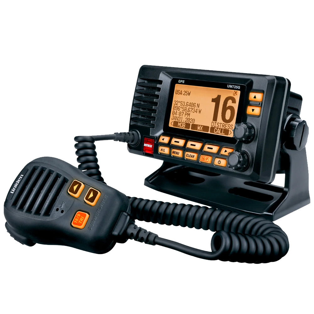 Uniden UM725 Fixed Mount VHF w/GPS  Bluetooth - Black - Deckhand Marine Supply