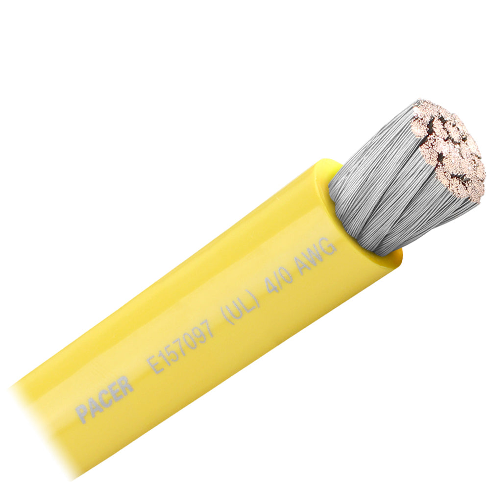 Pacer Yellow 4/0 AWG Battery Cable - Sold By The Foot - Deckhand Marine Supply