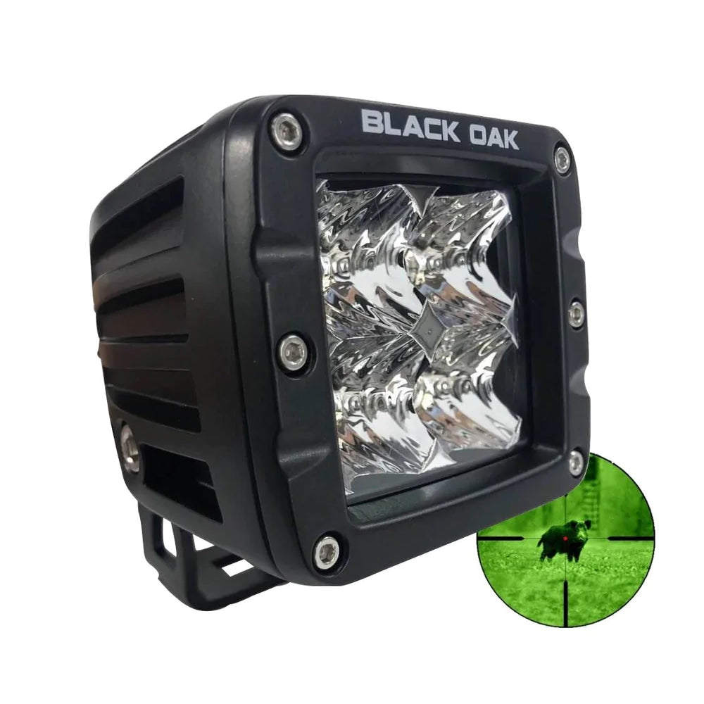 Black Oak Pro Series 3.0 2" 850nm Infrared Pod Light - Flood Optics - Black Housing - Deckhand Marine Supply