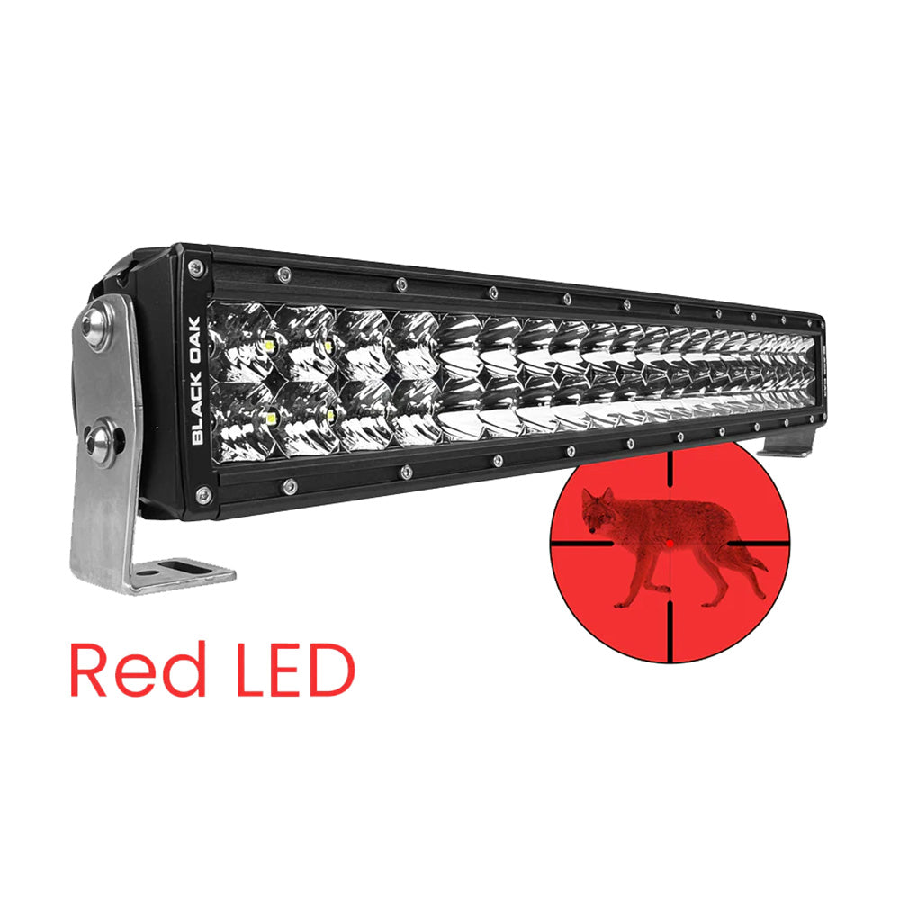 Black Oak 20" Curved Double Row Red LED Predator Hunting Light Bar - Combo Optics - Black Housing - Pro Series 3.0 - Deckhand Marine Supply