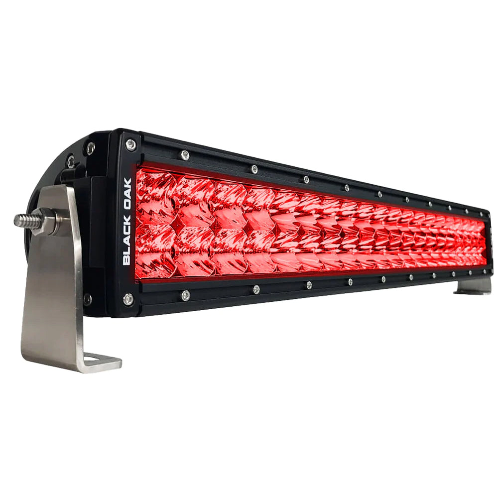 Black Oak 20" Curved Double Row Red LED Predator Hunting Light Bar - Combo Optics - Black Housing - Pro Series 3.0 - Deckhand Marine Supply