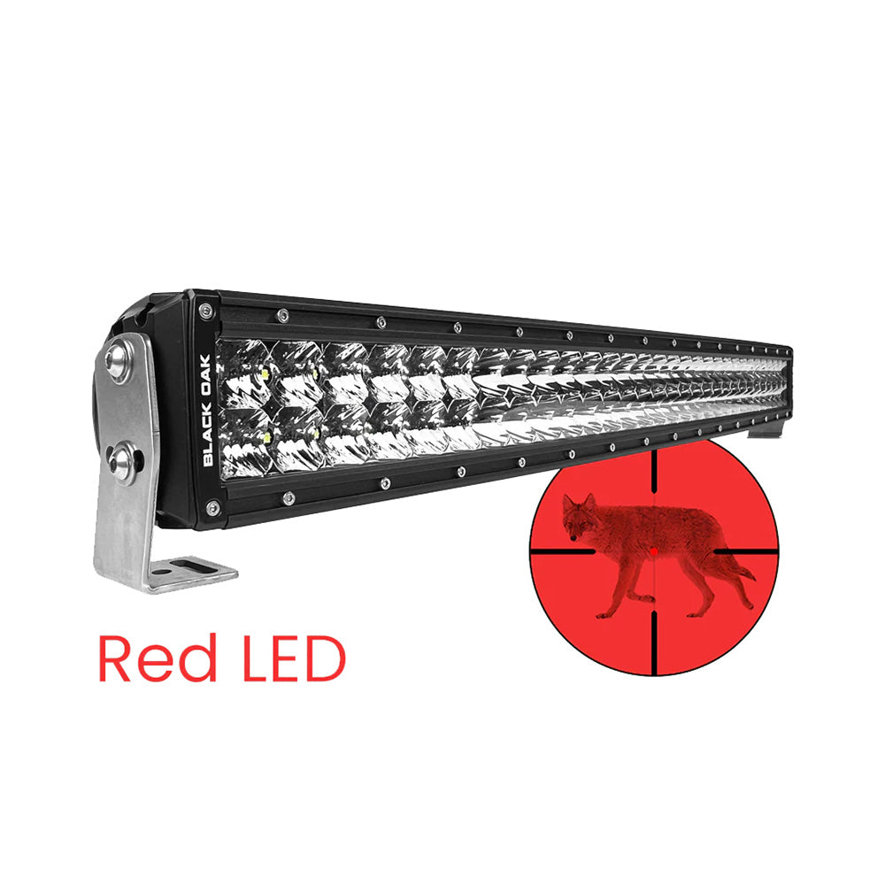 Black Oak 30" Curved Double Row Red LED Predator Hunting Light Bar - Combo Optics - Black Housing - Pro Series 3.0 - Deckhand Marine Supply