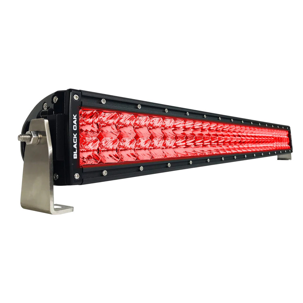 Black Oak 30" Curved Double Row Red LED Predator Hunting Light Bar - Combo Optics - Black Housing - Pro Series 3.0 - Deckhand Marine Supply