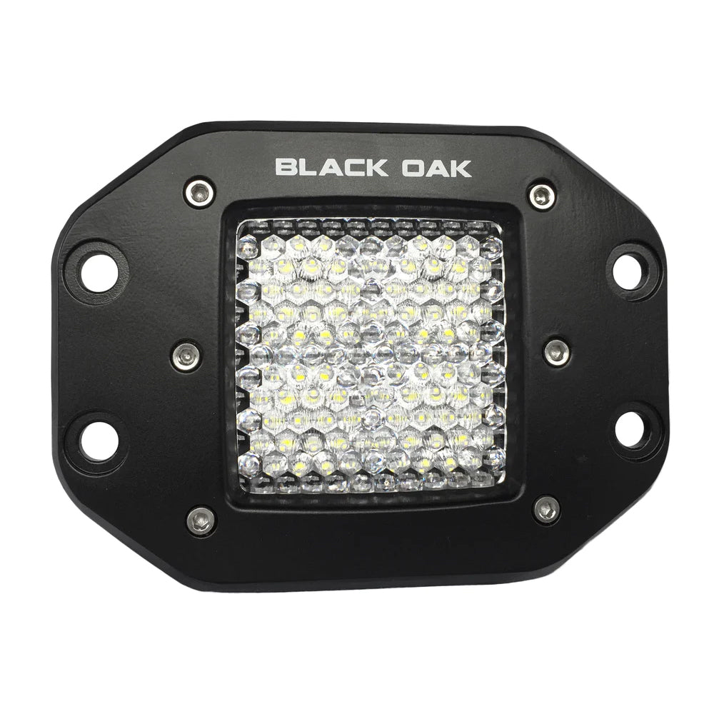 Black Oak 2" Flush Mount LED Pod Light - Flood Optics - Black Housing - Pro Series 3.0 - Deckhand Marine Supply