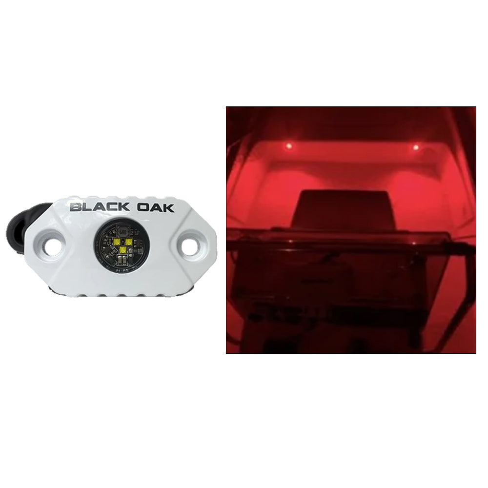 Black Oak Rock Accent Light - Red LEDs - White Housing - Deckhand Marine Supply