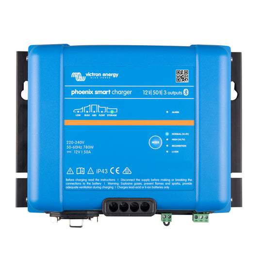 Victron Phoenix Smart IP43 Charger 12/50 (3) 120-240VAC Requires 5-15P Mains Cord - Deckhand Marine Supply