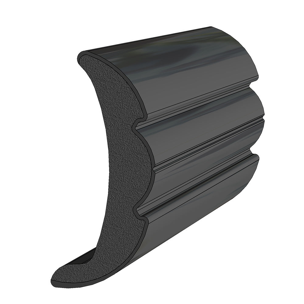 TACO Rigid Vinyl Flex-Core Rub Rail 2" x 7/8" - Black 60 - Deckhand Marine Supply