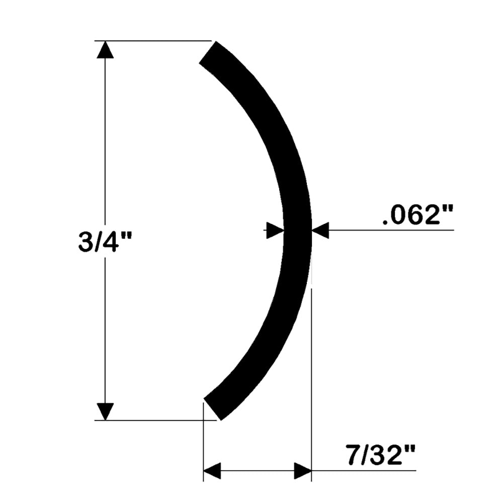 TACO Hollow Back 304 Stainless Steel Rub Rail Insert 3/4" x 6 - Deckhand Marine Supply