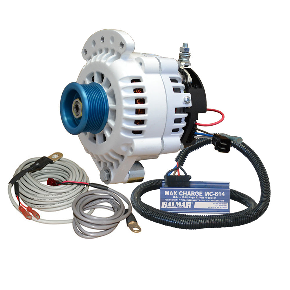 Balmar Alternator 100 AMP Kit 12V 1-2" Single Foot Spindle Mount J10 Pulley Regulator  Temp Sensor - Deckhand Marine Supply