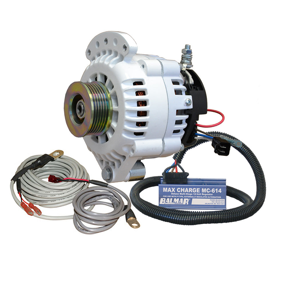Balmar Alternator 100 AMP Kit 12V 1-2" Single Foot Spindle Mount K6 Pulley Regulator  Temp Sensor - Deckhand Marine Supply