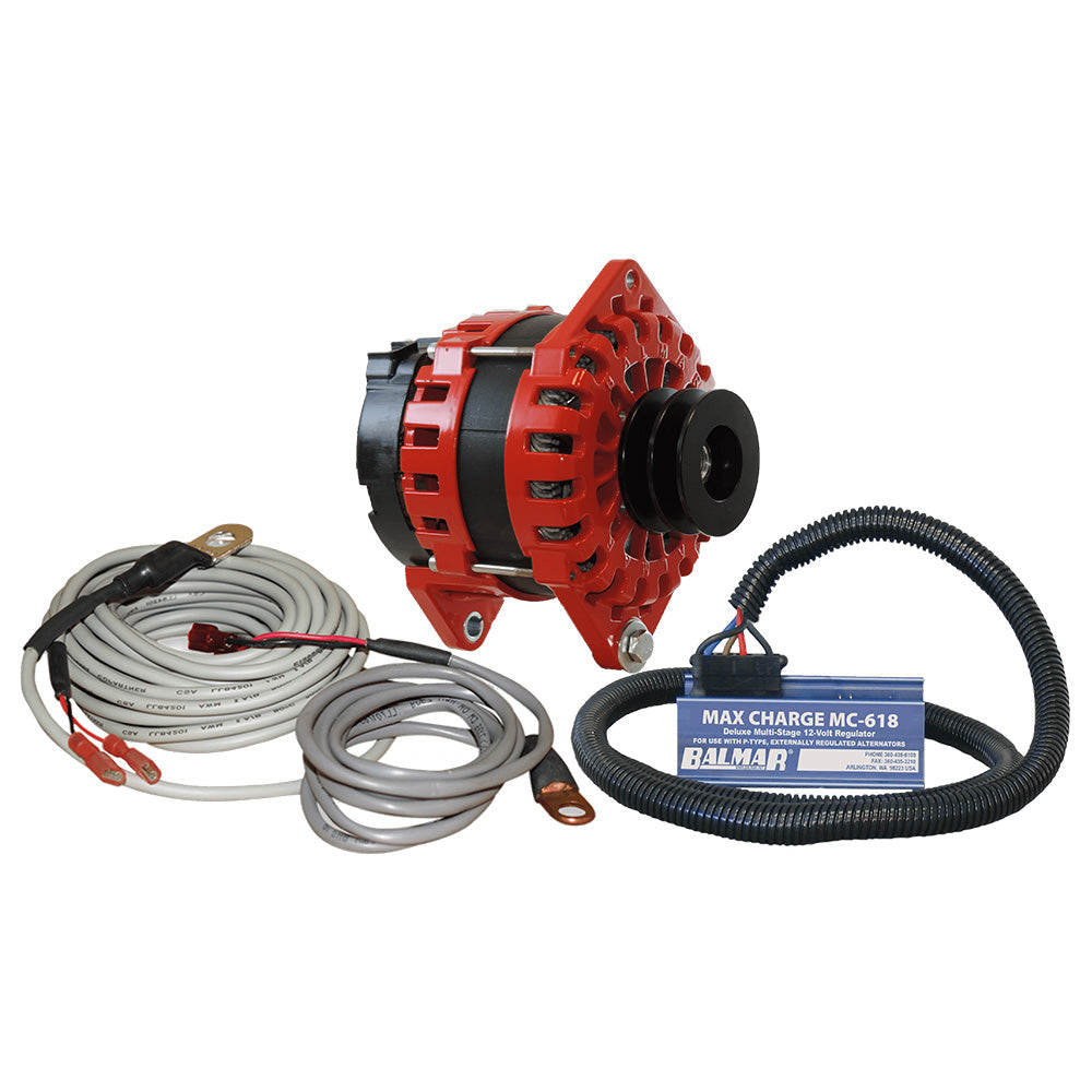 Balmar Alternator 250 AMP Kit 12V 3.15" Dual Foot Saddle Dual Vee Pulley Regulator  Temp Sensor - Deckhand Marine Supply