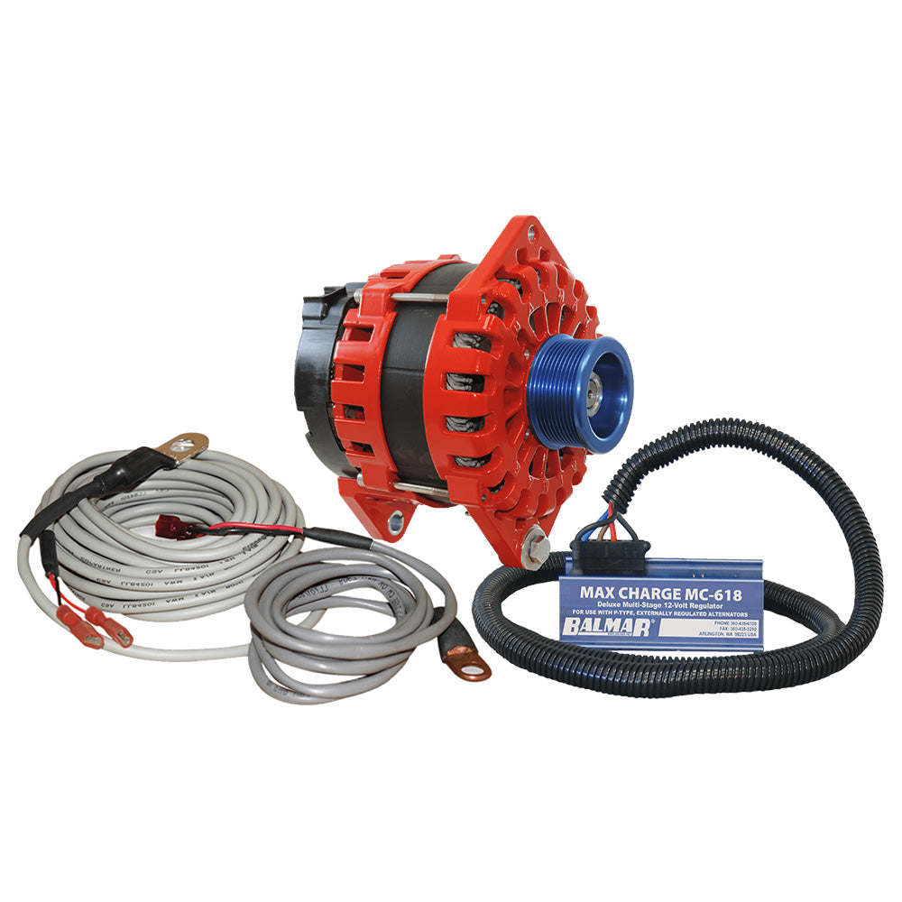 Balmar Alternator 250 AMP Kit 12V 3.15" Dual Foot Saddle J10 Pulley Regulator  Temp Sensor - Deckhand Marine Supply