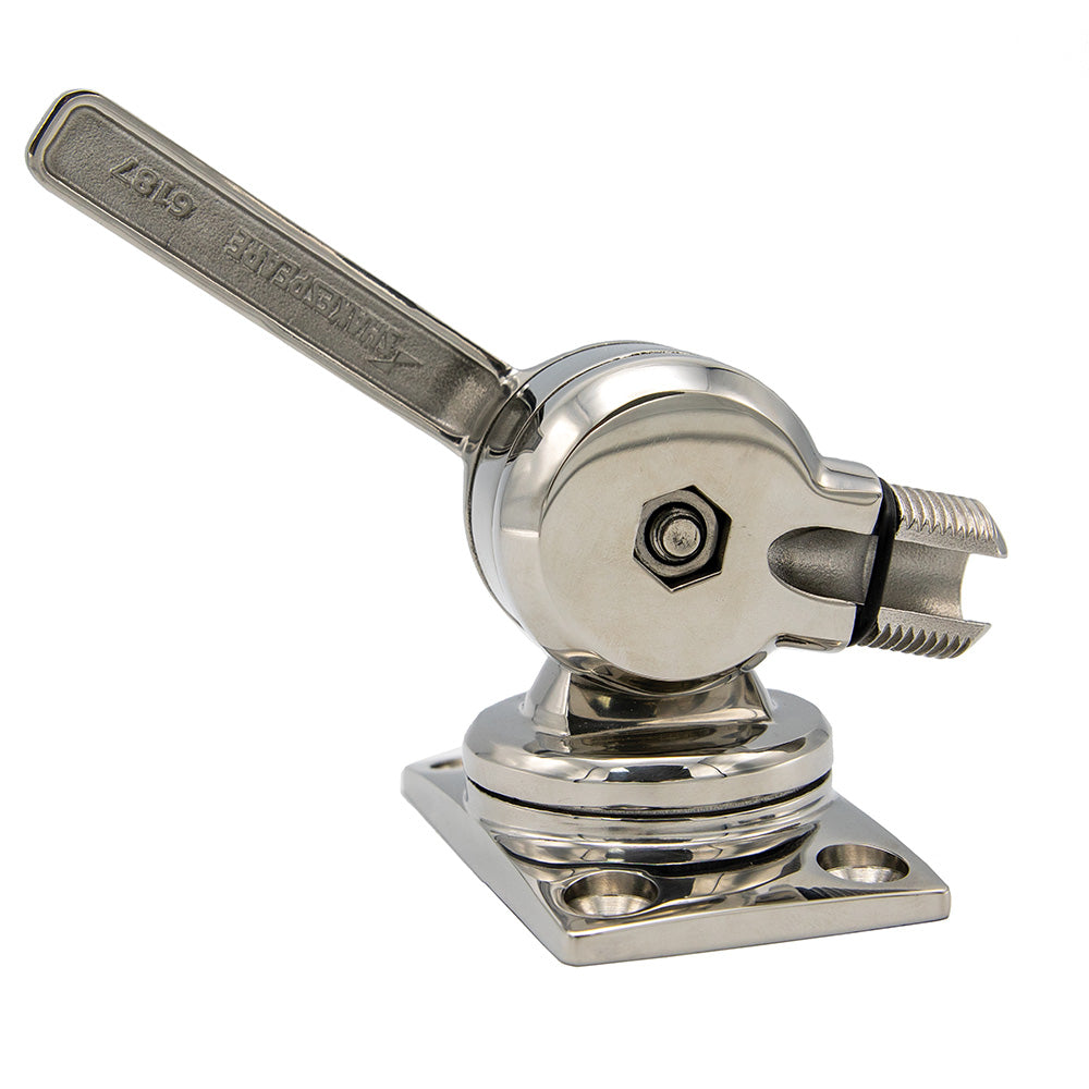 Shakespeare 6187 Sleek  Compact Stainless Steel Rotatable 4-Way Ratchet Mount - Deckhand Marine Supply
