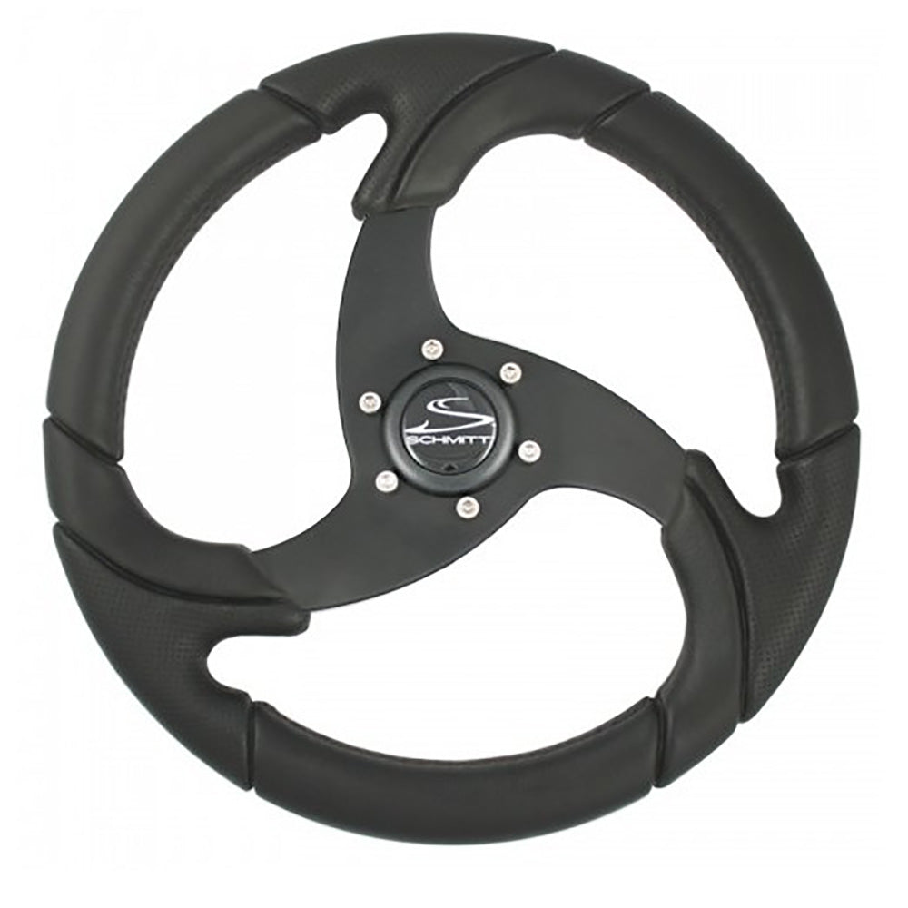 Schmitt Marine Folletto 14.2" Wheel - Black Polished Polyurethane - 3/4" Tapered Shaft w/Black Center Cap - Deckhand Marine Supply