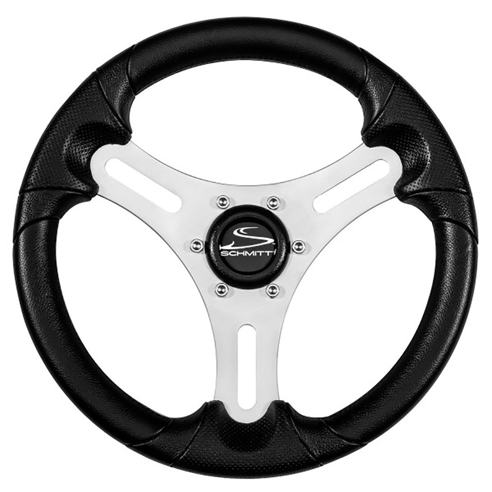 Schmitt Marine Torcello Lite 13" Wheel - Black Polyurethane Wheel w/Silver Spokes  Black Cap- 3/4" Tapered Shaft - Deckhand Marine Supply