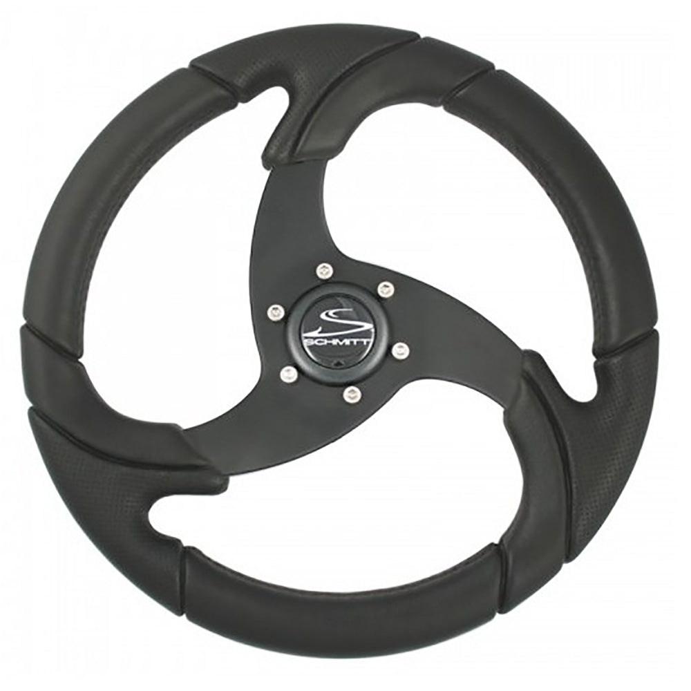Schmitt Marine Folletto 14.2" Wheel - Black Polyurethane - 3/4" Tapered Shaft w/Black Center Cap - Deckhand Marine Supply