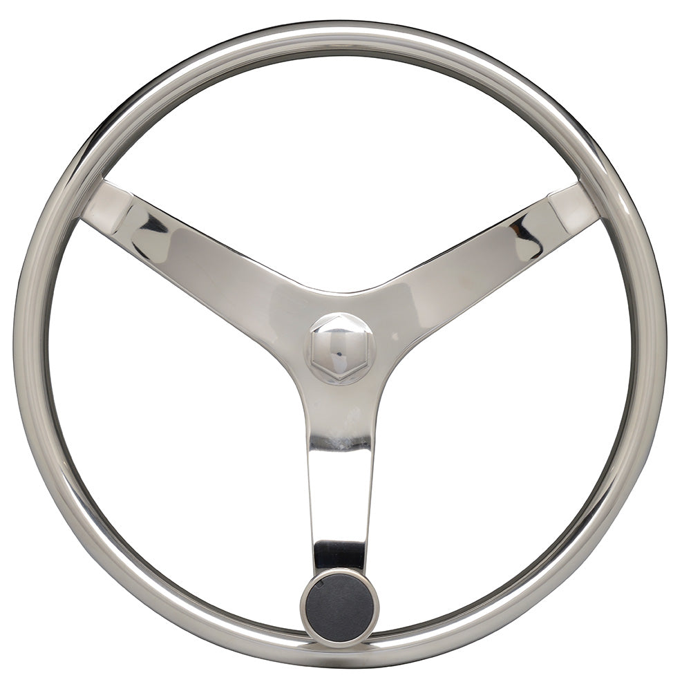 Uflex - V46 - 13.5" Stainless Steel Steering Wheel w/Speed Knob - No Wheel Nut - Deckhand Marine Supply