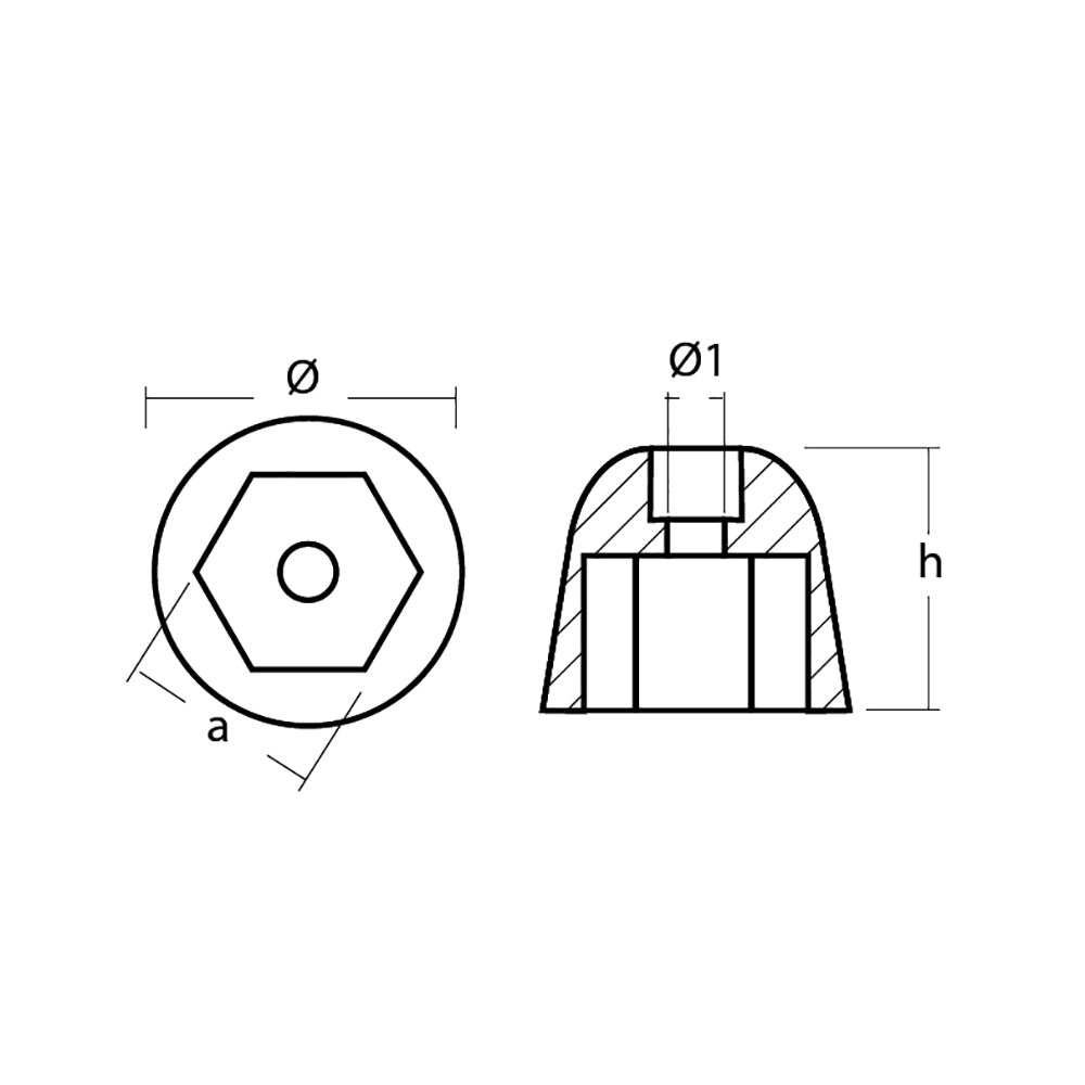 Tecnoseal Zinc Sidepower - Sleipner Propeller Nut Anode - Deckhand Marine Supply