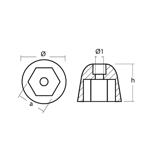 Tecnoseal Zinc Sidepower - Sleipner Propeller Nut Anode - Deckhand Marine Supply