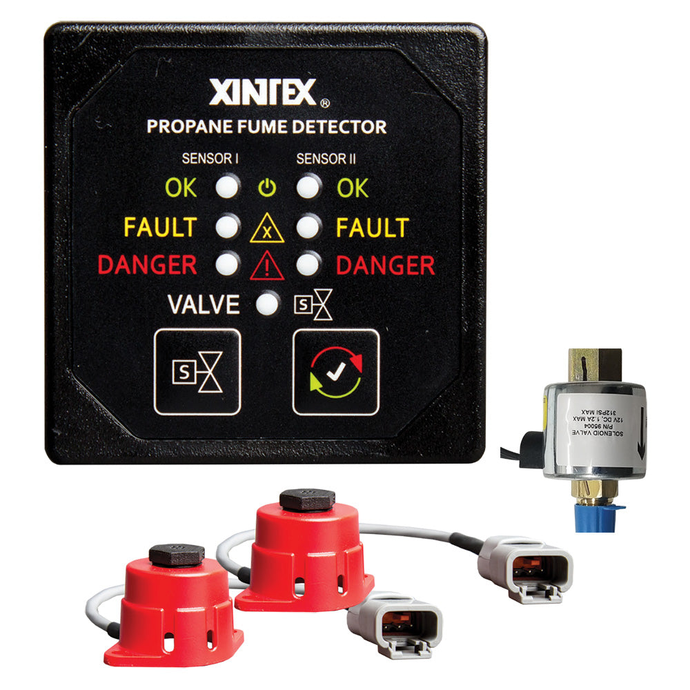 Fireboy-Xintex Propane Fume Detector, 2 Channel, 2 Sensors, Solenoid Valve  Control  20 Cable - 24V DC - Deckhand Marine Supply