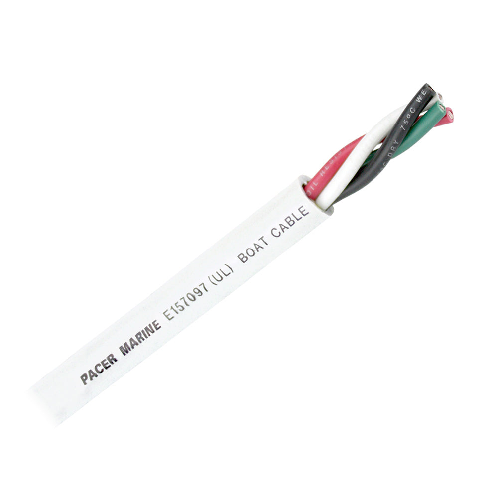 Pacer Round 4 Conductor Cable - 100 - 16/4 AWG - Black, Green, Red  White - Deckhand Marine Supply