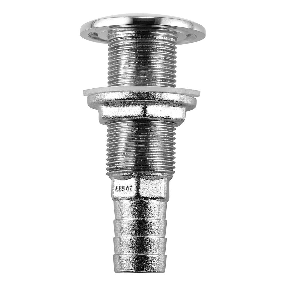 Attwood Stainless Steel Thru-Hull Standard Straight Barbed - 5/8" Inner Diameter - Deckhand Marine Supply