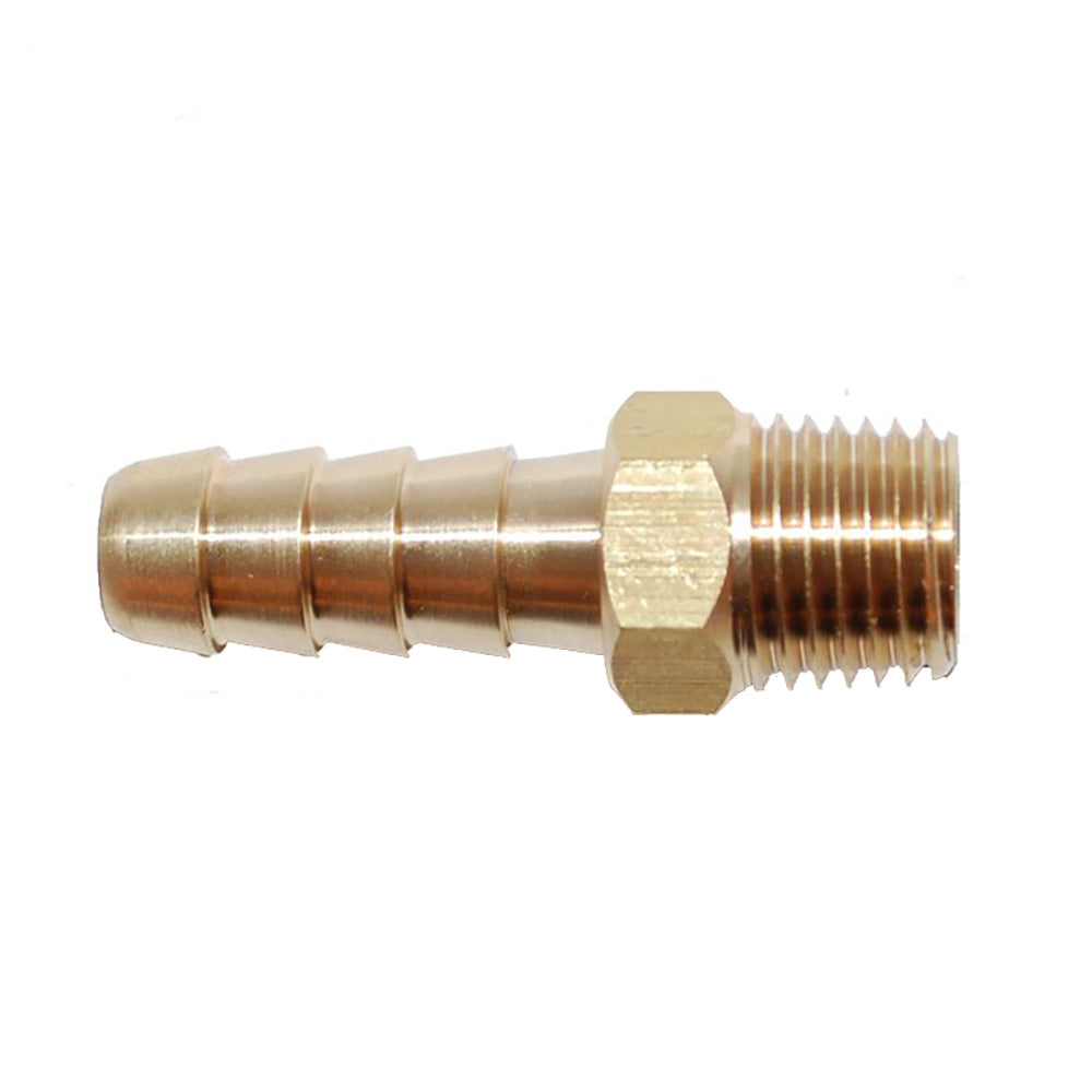 Attwood Universal Brass Fuel Hose Fitting - 1/4" NPT x 5/16" Barb - Deckhand Marine Supply