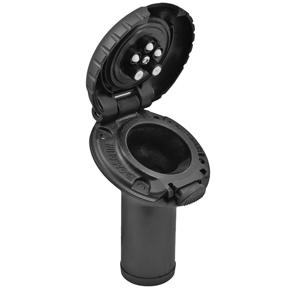 Attwood Deck Fill f/Carbon Canister System - Angled Body  Scalloped Black Plastic Cap - Deckhand Marine Supply
