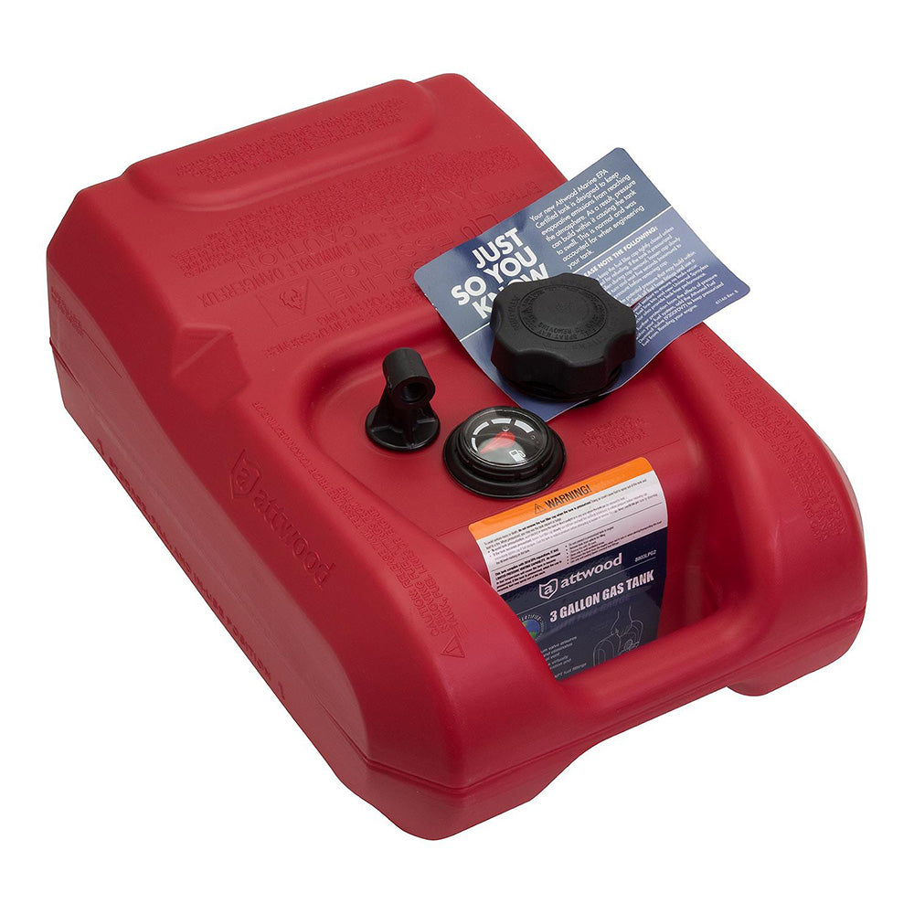 Attwood Portable Fuel Tank - 3 Gallon w/Gauge - Deckhand Marine Supply
