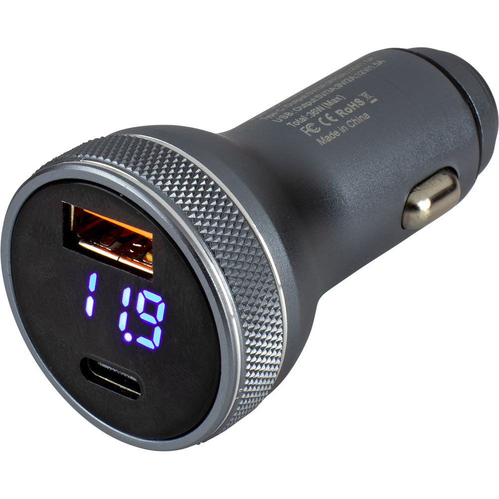 Sea-Dog Round USB  USB-C Power Plug w/Voltmeter - Deckhand Marine Supply