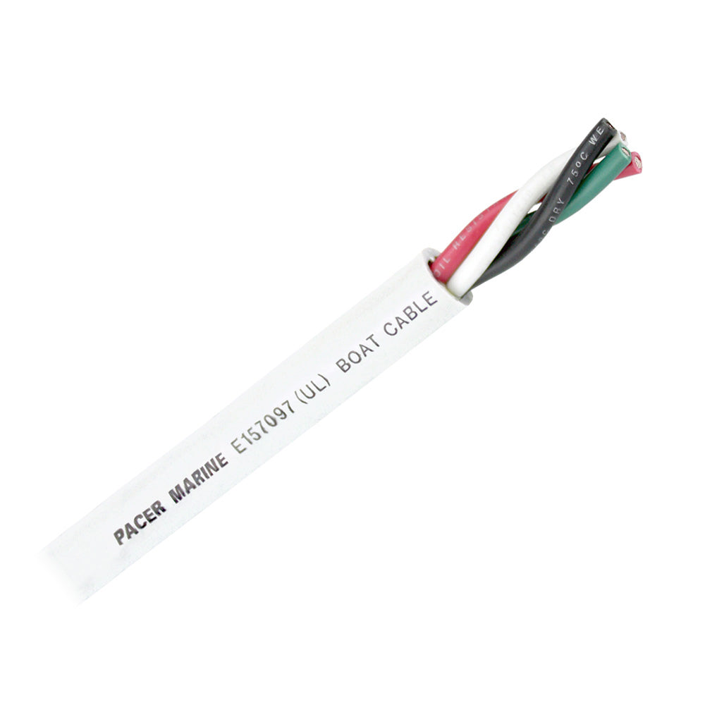 Pacer Round 4 Conductor Cable - 100 - 12/4 AWG - Black, Green, Red  White - Deckhand Marine Supply