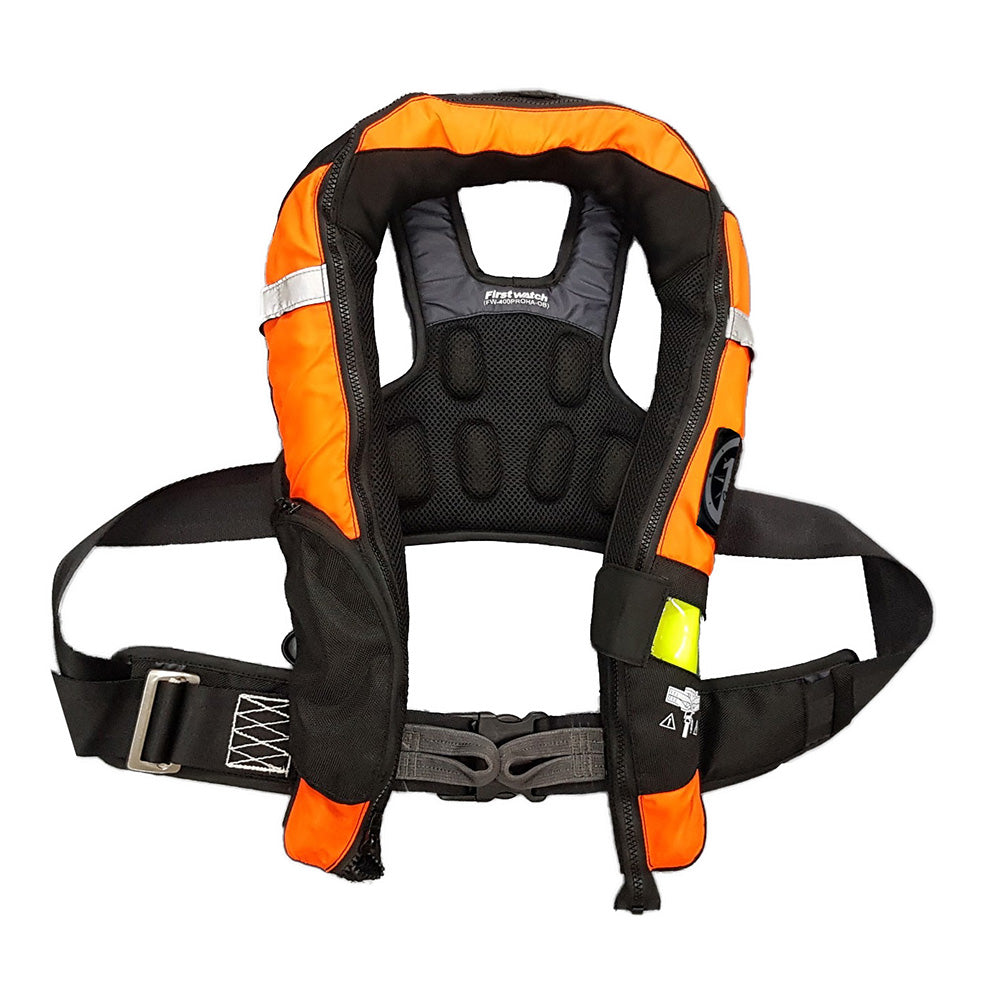 First Watch FW-40PRO Ergo Auto Inflatable PFD w/Harness - Hi-Vis Orange  Black - Deckhand Marine Supply