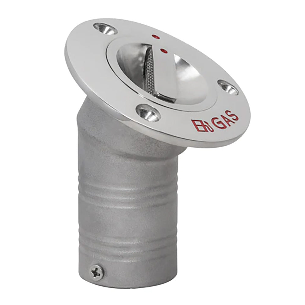 Whitecap Gas Deck Fill w/Vent - 30 Degree Angle - Fits 1-1/2" Hose - Deckhand Marine Supply