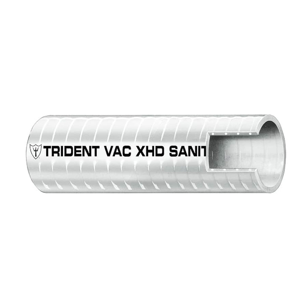 Trident Marine 1-1/2" x 50 Box VAC XHD Sanitation Hose - Hard PVC Helix - White - Deckhand Marine Supply