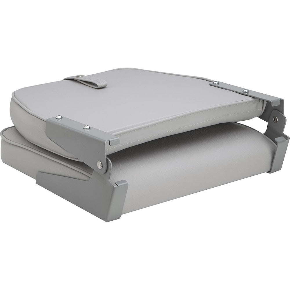 Attwood Swivl-Eze Low Back Padded Flip Seat - Grey - Deckhand Marine Supply