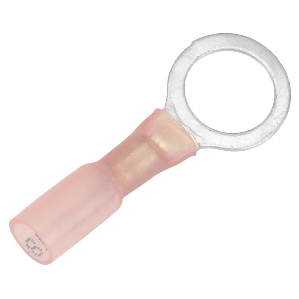 Pacer 22-18 AWG Heat Shrink Ring Terminal - 3/8" Stud Size - 25 Pack - Deckhand Marine Supply