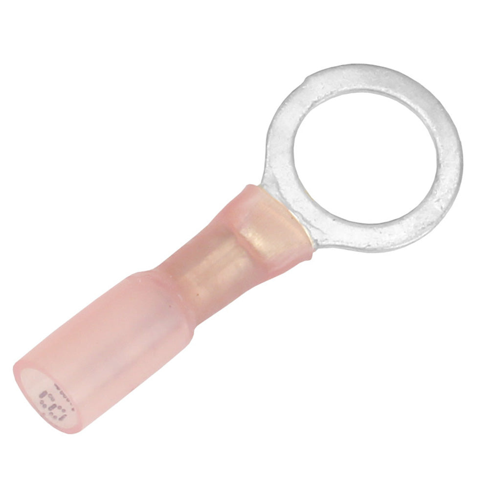 Pacer 22-18 AWG Heat Shrink Ring Terminal - 3/8" Stud Size - 100 Pack - Deckhand Marine Supply