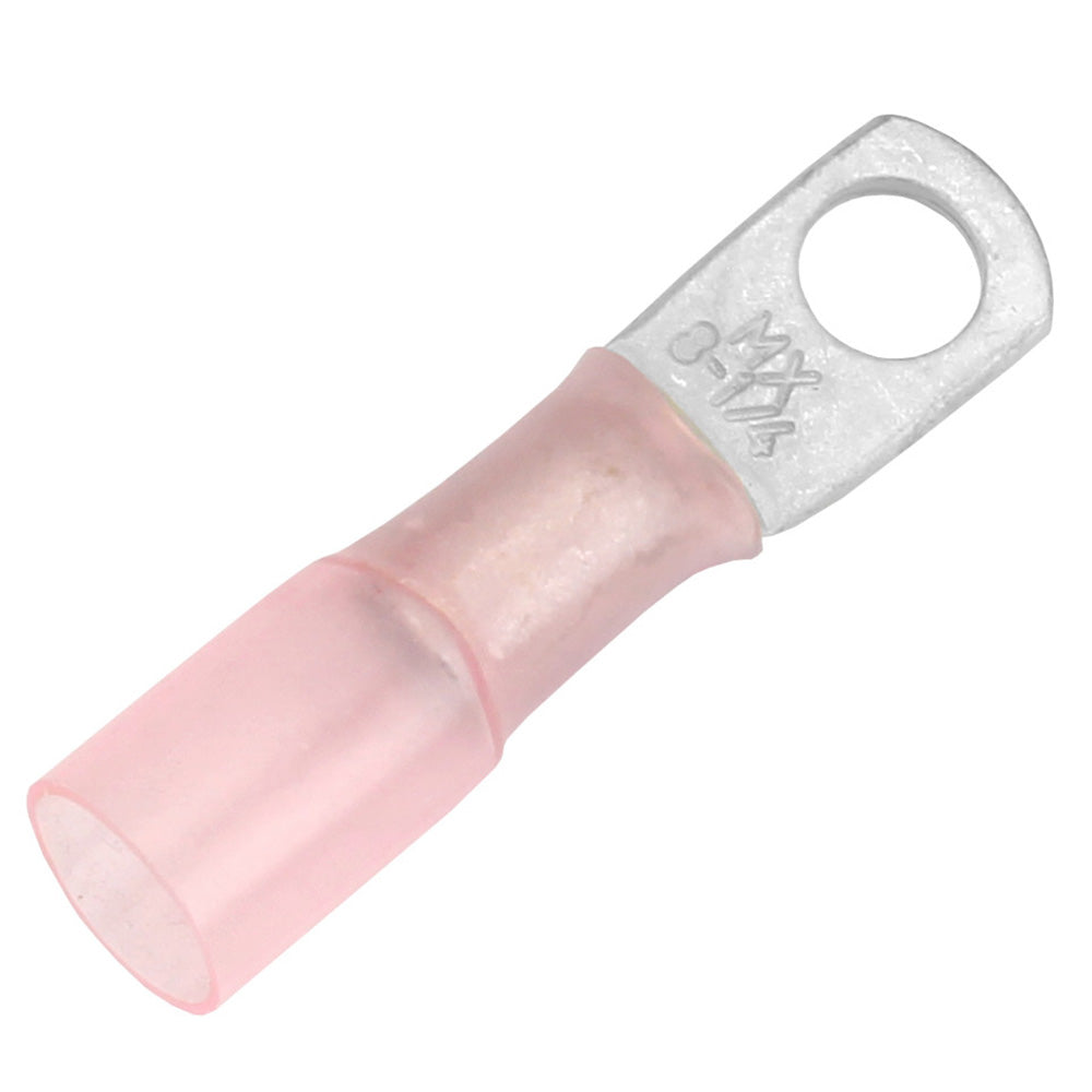 Pacer 8 AWG Heat Shrink Ring Terminal - 1/4" Stud Size - 25 Pack - Deckhand Marine Supply
