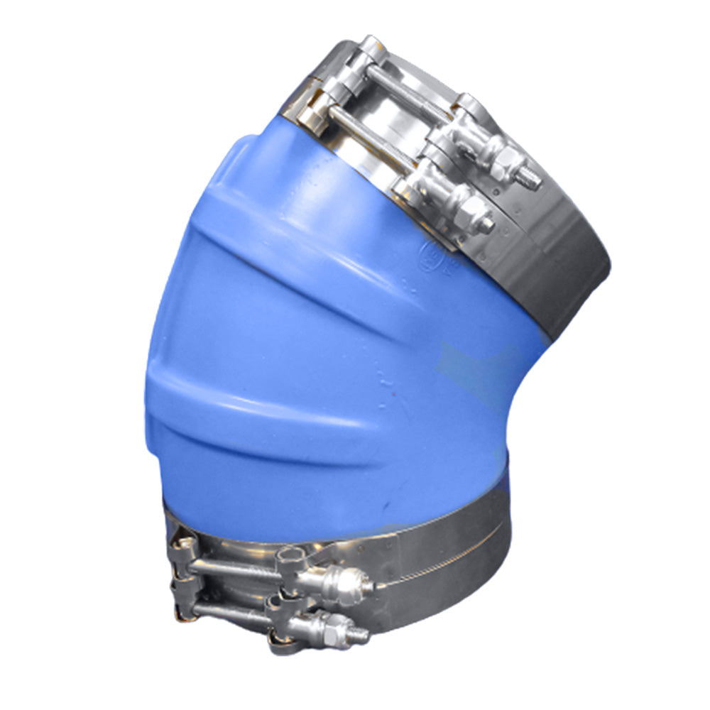 Trident Marine 6" ID 45-Degree Blue Silicone Molded Wet Exhaust Elbow w/4 T-Bolt Clamps - Deckhand Marine Supply