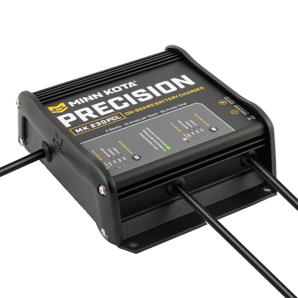 Minn Kota On-Board Precision Charger MK-230 PCL 2 Bank x 15 AMP LI Optimized Charger - Deckhand Marine Supply